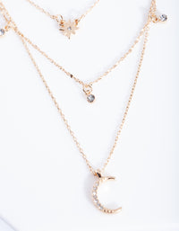 Gold Celestial Diamante Layered Necklace - link has visual effect only