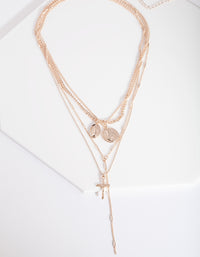 Rose Gold Y Neck Layered Necklace - link has visual effect only