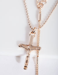 Rose Gold Y Neck Layered Necklace - link has visual effect only