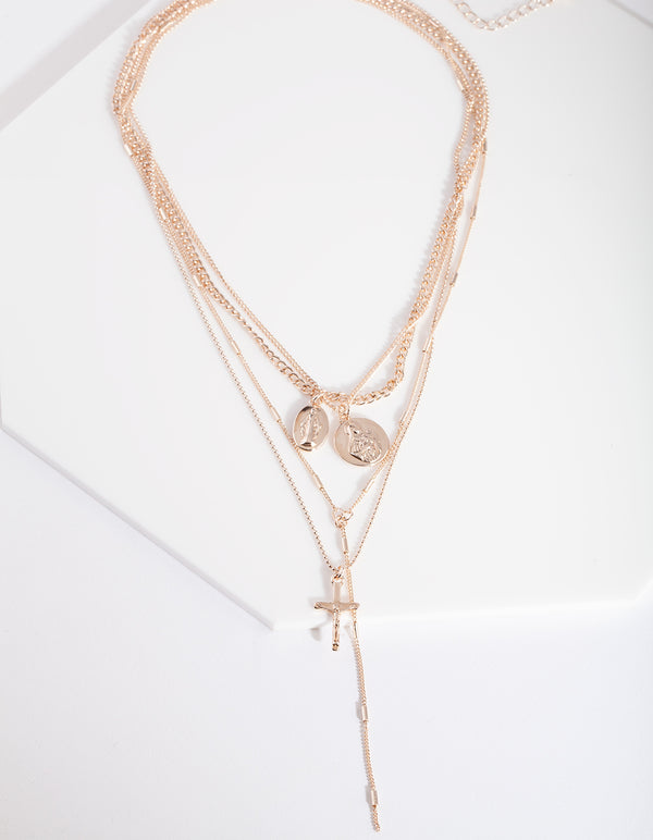 Rose Gold Y Neck Layered Necklace