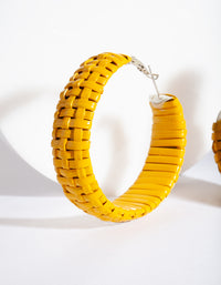 Yellow Raffia Hoop Earrings - link has visual effect only