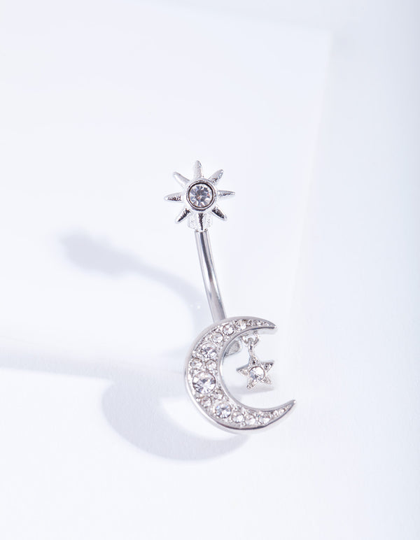 Titanium Moon Star Belly Bar