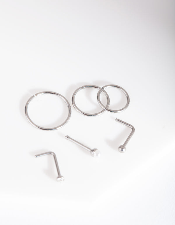 Surgical Steel Multi Twist Nose Ring 6-Pack