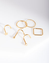 Gold Multi Twist Nose Ring 6-Pack - link has visual effect only