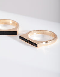 Black Enamel Gold Rings Pack - link has visual effect only