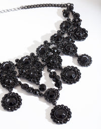 Black Multi Floral Gem Necklace - link has visual effect only