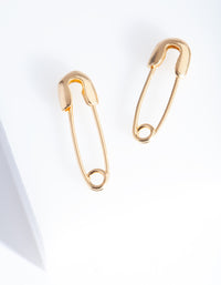 Gold Plated Sterling Silver Safety Pin Earrings - link has visual effect only