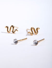 Gold Plated Sterling Silver Snake Earring Pack - link has visual effect only