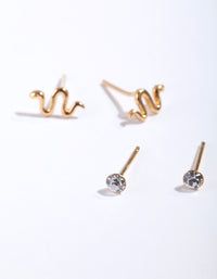 Gold Plated Sterling Silver Snake Earring Pack - link has visual effect only