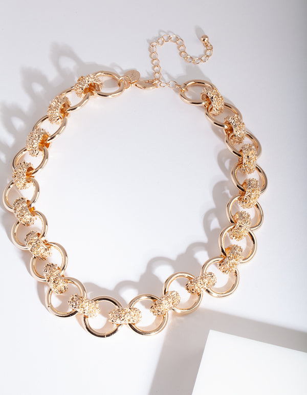 Gold Crater Link Necklace