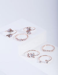 Rose Gold Floral Gem Ring Pack - link has visual effect only