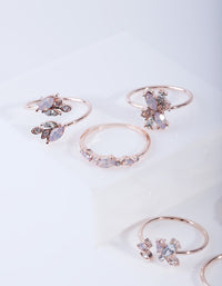 Rose Gold Floral Gem Ring Pack - link has visual effect only