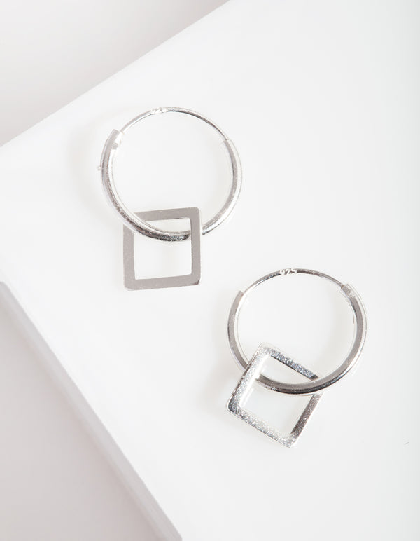 Sterling Silver Geometric Hoop Earrings