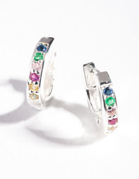 Sterling Silver Rainbow Huggie Earrings - link has visual effect only