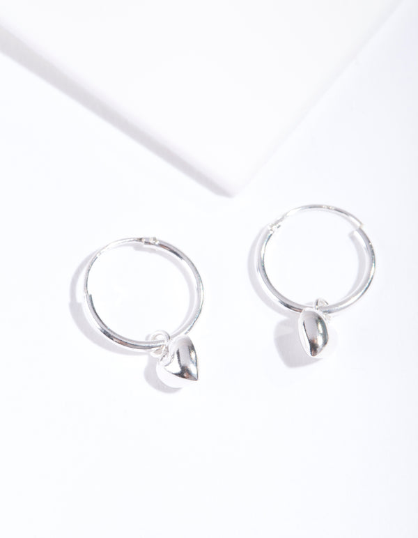 Sterling Silver Heart Hoop Earring