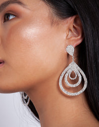 Silver Diamante Multi Droplet Drop Earrings - link has visual effect only