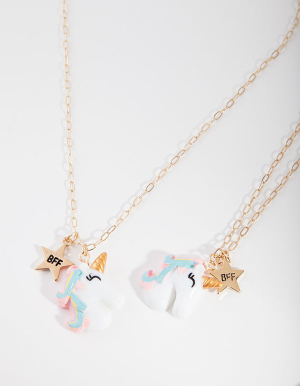 Kids Gold Unicorn BFF Necklace