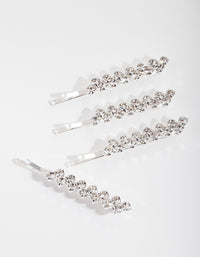 Kids Silver Diamante Hair Slide 4-Pack - link has visual effect only