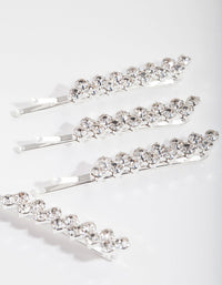 Kids Silver Diamante Hair Slide 4-Pack - link has visual effect only