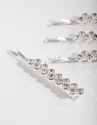 Kids Silver Diamante Hair Slide 4-Pack - link has visual effect only