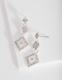 Silver Triple Drop Diamante Earrings - link has visual effect only