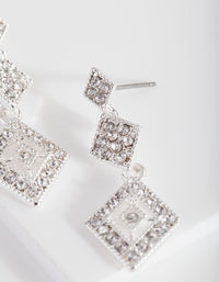 Silver Triple Drop Diamante Earrings - link has visual effect only