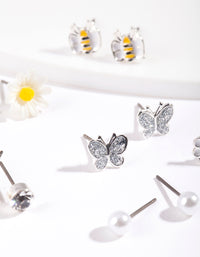 Kids Silver Daisy Stud Earring 6-Pack - link has visual effect only