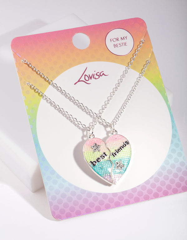 Kids Silver BFF Heart Necklace Pack