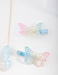 Kids Coated Metal Butterfly Clip & Necklace Set - link has visual effect only