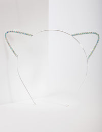 Kids Diamante Cat Ear Headband - link has visual effect only