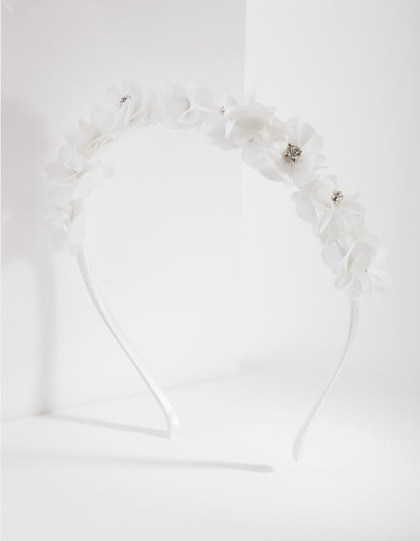 Kids White Flower Headband