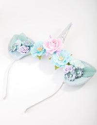 Kids Fabric Flower Unicorn Headband - link has visual effect only