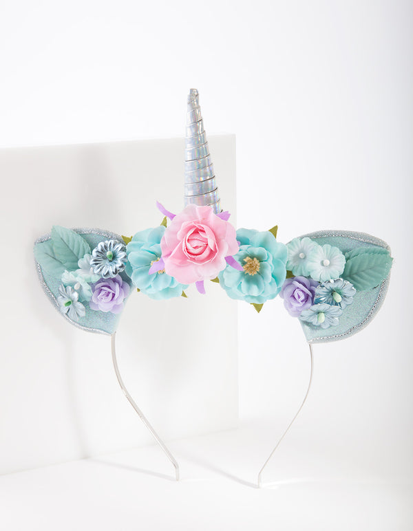 Kids Fabric Flower Unicorn Headband