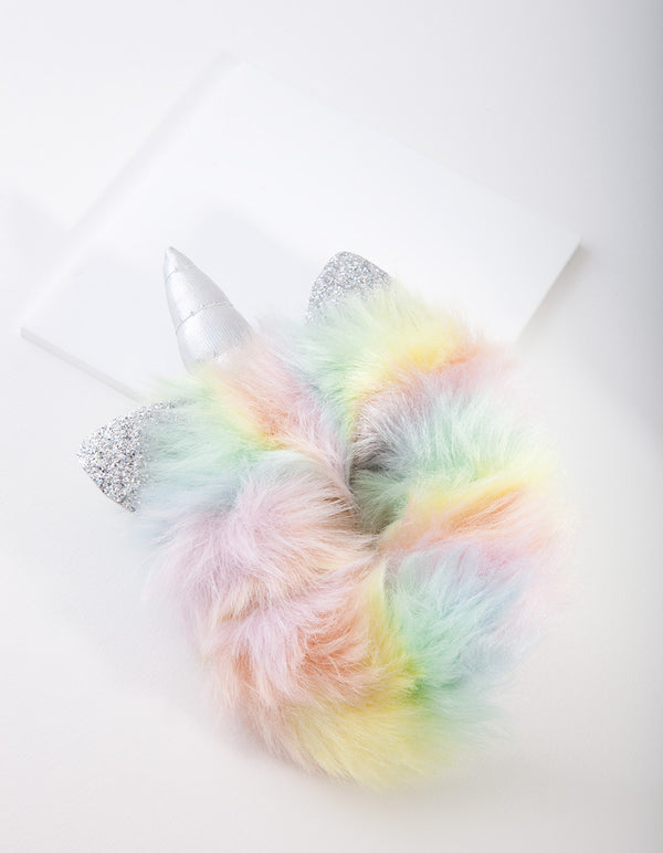 Kids Fabric Rainbow Unicorn Scrunchie