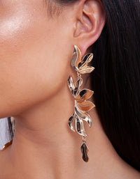 Gold Petal Drop Earrings - link has visual effect only