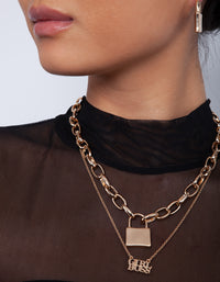 Gold Lock Chain Necklace - link has visual effect only