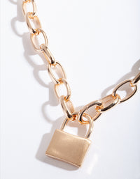 Gold Lock Chain Necklace - link has visual effect only