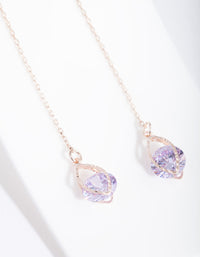 Rose Gold Cubic Zirconia Teardrop Chain Earrings - link has visual effect only