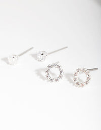 Silver Cubic Zirconia Open Circle Earring Pack - link has visual effect only