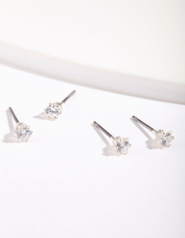 Silver Cubic Zirconia Micro Earring Pack