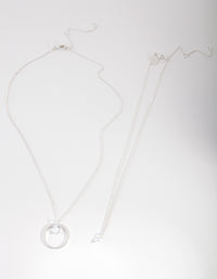 Silver Cubic Zirconia Circle 2 Row Necklace - link has visual effect only