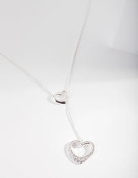 Silver Cubic Zirconia Heart Y Necklace - link has visual effect only