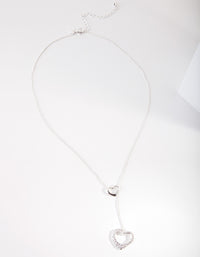 Silver Cubic Zirconia Heart Y Necklace - link has visual effect only