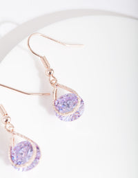 Rose Gold Cubic Zirconia Purple Diamante Teardrop Earrings - link has visual effect only