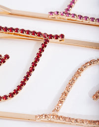 Gold Pink Red Diamante Heart Clip Pack - link has visual effect only