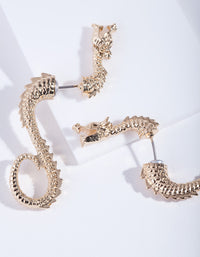 Gold Dragon Front & Back Earrings - link has visual effect only