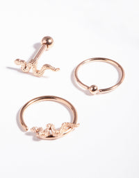 Surgical Steel Rose Gold Snake Earring Pack - link has visual effect only