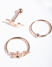 Surgical Steel Rose Gold Snake Earring Pack - link has visual effect only