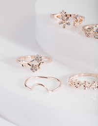 Rose Gold Floral Diamante Ring 4-Pack - link has visual effect only