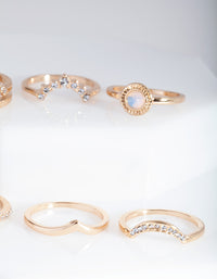 Gold Multi Shape Diamante Ring Pack - link has visual effect only